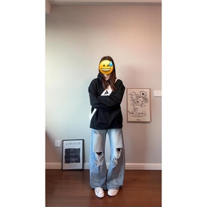 抖音得物二开 26春装美式高街宽松结构螺纹拼接连帽卫衣外套X087图片