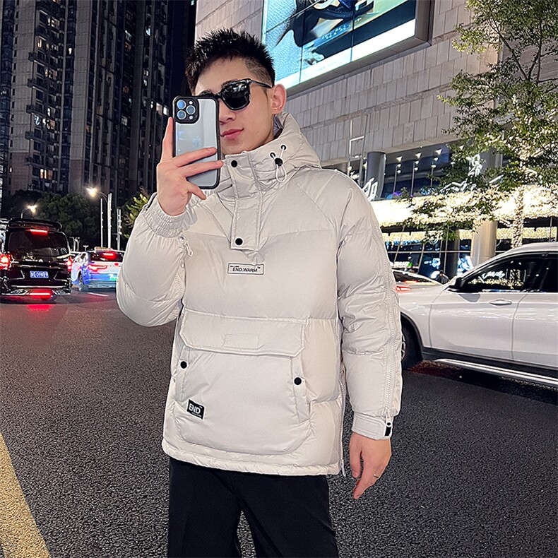 社会小伙男是羽绒服潮流头套印花字母男士外套男A266-YR04-P200，男装羽绒服，电商A266