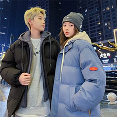 特批港风情侣夜景新款时尚宽松假两件连帽棉衣MY2273P70控118，男装棉衣，电商A247