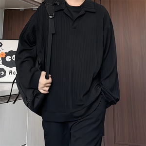 WY5066/P45秋装新款假两件卫衣男长袖宽松大码百搭潮流外套上衣图片