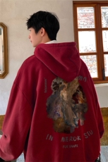 CT1029-TP55控价78连帽卫衣2023油画印花港风宽松情侣套头外套，男装卫衣，电商A102-1