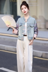 盘扣牛仔外套女2025春秋新款新中式国风元素时尚休闲减龄女士上衣，女装牛仔外套，星宇服饰