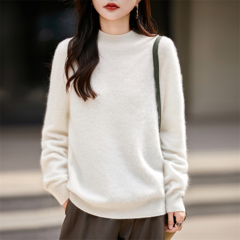 2025百搭时尚半高领针织衫，女装针织衫/毛衣，昭美纯山羊绒