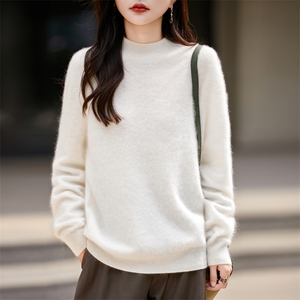 2025百搭时尚半高领针织衫,女装针织衫/毛衣,昭美纯山羊绒