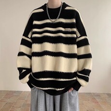 男秋冬季针织衫慵懒宽松条纹毛衣1001-1-MY604-P48，男装针织衫/毛衣，星座1001-1
