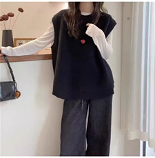 2025年秋季新款百搭女士圆领宽松马甲，女装针织衫/毛衣，嘉日羊绒