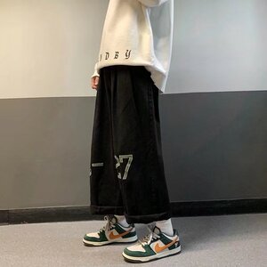 美式高街拼接工装裤男ins直筒阔腿裤A535P38图片