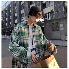 格子长袖衬衫男潮牌潮流情侣休闲宽松痞帅衬衣外套XC252，男装衬衫，星座1116A-1（原606A）