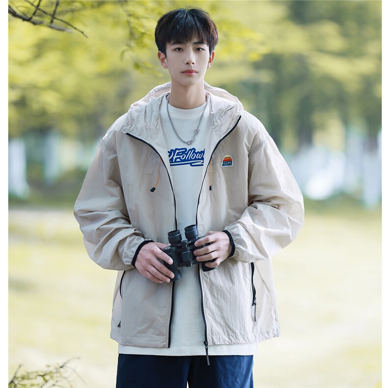 港风撞色彩虹硅胶点缀防晒衣男情侣潮牌防晒服男FS77001P65控88，男装防晒衣，星座227-7