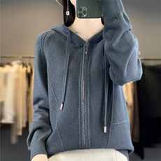 卫衣女款2025新款爆款连帽针织衫带帽毛衣春秋款帽衫宽松上衣外套，女装针织衫/毛衣，大美人包芯纱店