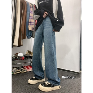 XZ616 秋冬季新款重磅宽松微喇百搭纯色休闲牛仔裤 TY971 P45控58图片