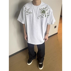 美式街头花卉刺绣圆领短袖t恤男款夏季复古宽松休闲半袖体恤DX24，男装T恤，星座1116A（原606A-3）