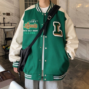 港风上衣夹克宽松落肩拼色棒球服外套 JK710-P65图片