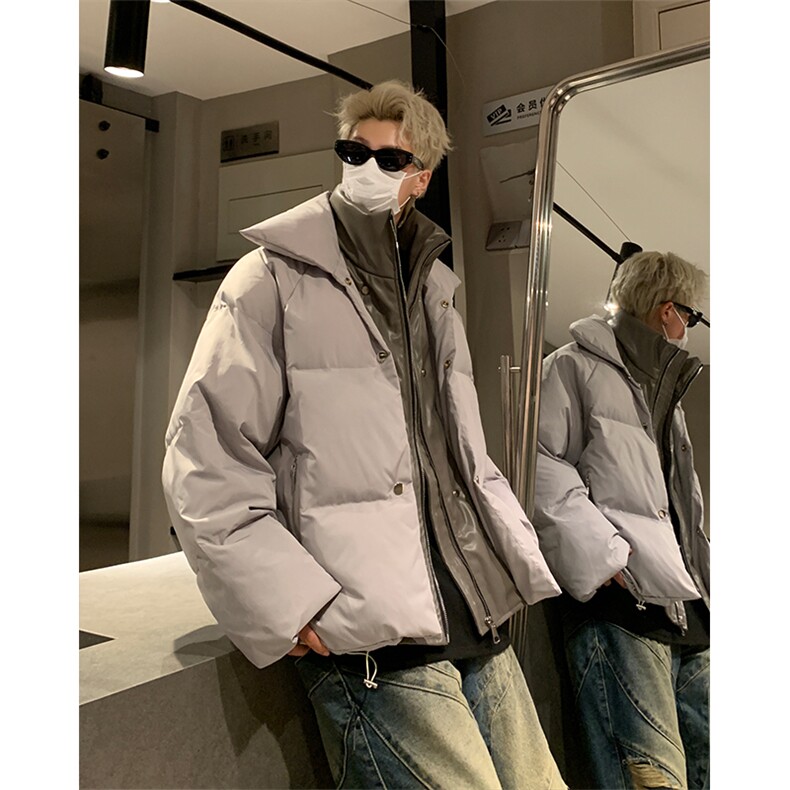 517A-8-Y80-P135现货冬季小众解构亮面设计感棉衣假两件棉服,男装棉衣,星座517A-8（原B282）