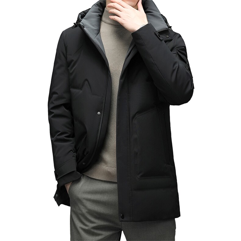 男士厚款羽绒服商务休闲中长款羽绒服宽松连帽款SNNYR862208-P315,男装羽绒服,电商B212（原钱塘6029）