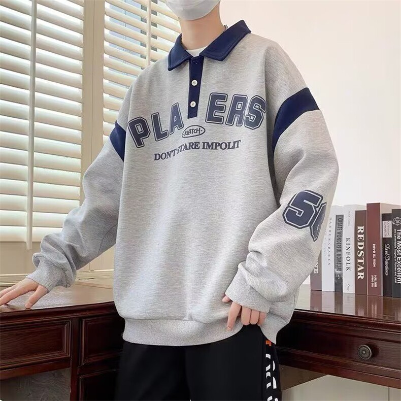 1506-1/W1651/P45秋冬季加绒长袖卫衣男孩初高中学生帅气POLO衫,男装Polo衫,星座1506-1