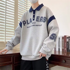 1506-1/W1651/P45秋冬季加绒长袖卫衣男孩初高中学生帅气POLO衫，男装Polo衫，星座1506-1