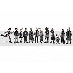 1506/Q3370/P35痞帅印花男夏季圆领宽松短袖重磅230g纯棉潮牌图片