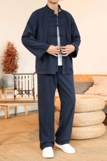 风灯芯绒套装长袖盘扣男士纯色套装两件套秋DSA008-TZ2524，男装休闲套装，电商A008