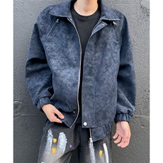 美式复古脏脏皮衣外套男春秋季cleanfit翻领夹克25XJ55257特批70，男装夹克，电商A042