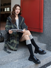 毛呢外套女装2025秋天衣服格子双面羊毛呢正反两穿百搭羊毛大衣，女装双面呢大衣，丝露依尚（原SL）