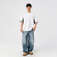 1可二开袖子内侧拼接设计休闲大码M-5XL短袖T恤男DX77998P48控78，男装T恤，星座226-2