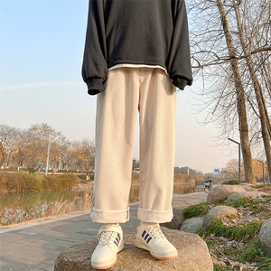 现货2022港风宽松灯芯绒直筒休闲裤抽绳运动裤DM92-P40图片