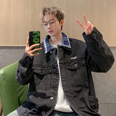 JK8810-P78美式秋假两件宽松型牛仔外套，男装工装外套，星座1503