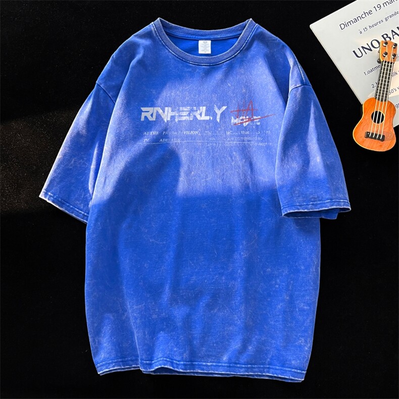 潮牌宽松短袖t恤蜡染美式复古高街水洗做旧517A-2-SX268-P38,男装T恤,星座517A-2