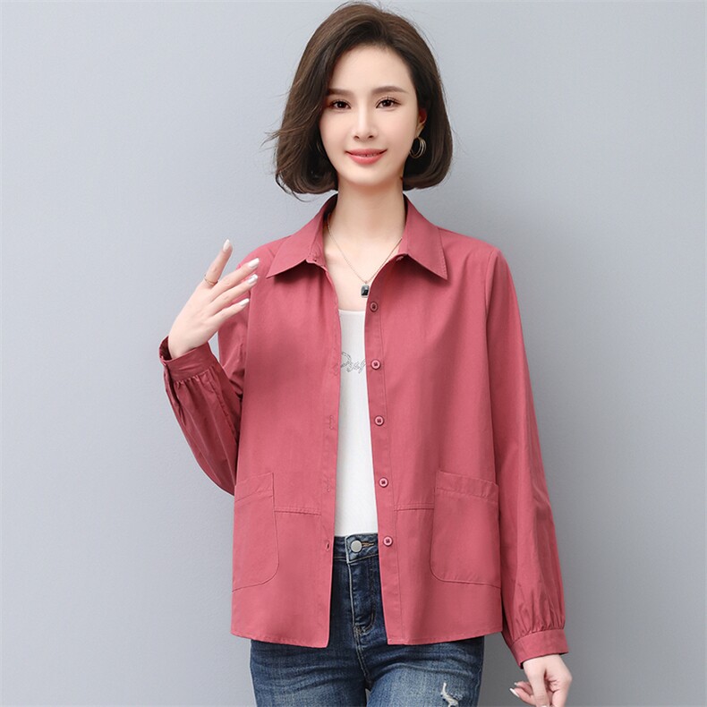 通勤宽松韩版长袖棉衬衫女秋装新款大码衬衫外套,女装衬衫,曼沙奕珂