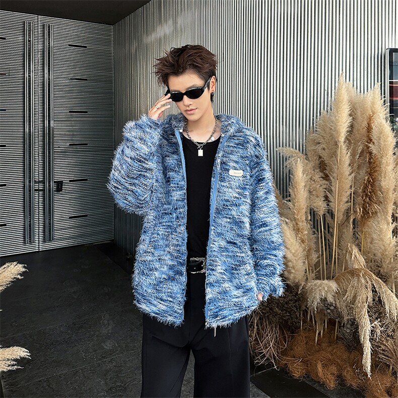 情侣美拉德油画渐变条纹毛衣男宽松开衫外套潮针织衫MY09573-P70,男装针织衫/毛衣,星座308B-2