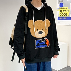 703-W218-P55春秋贴布绣毛巾绣毛绒小熊休闲卫衣，男装卫衣，星座703