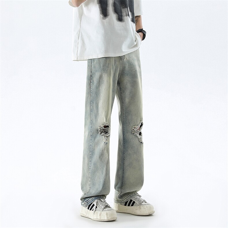 B221美式ins高街暗黑修身破洞弹力牛仔裤LK24182-P65控88,男装牛仔裤,电商B221