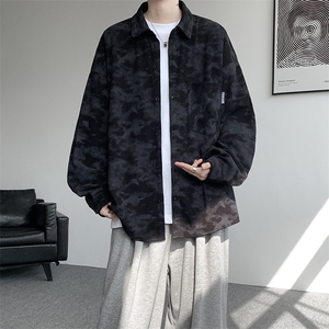 衬衫男秋季新款港风宽松大码灯芯绒扎染长袖衬衫CS8108-P42图片