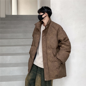 港风PU皮复古做旧设计钢印棉衣男MY77096P130控198抖控228图片