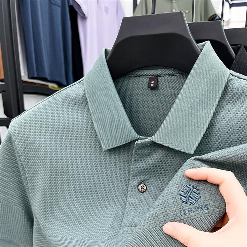 丝光长绒棉短袖T恤男士翻领潮流刺绣半袖休闲Polo衫宽松时尚男潮,男装T恤,电商B212（原钱塘6029）