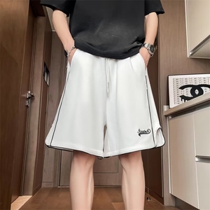 潮美式开叉休闲短裤男刺绣运动短裤宽松五分裤子1001-1JD45-P33图片