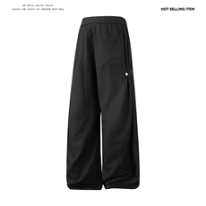 大码潮流亚麻休闲裤夏季薄款复古直筒宽松阔腿裤504-K878-特P40，男装休闲裤，星座504