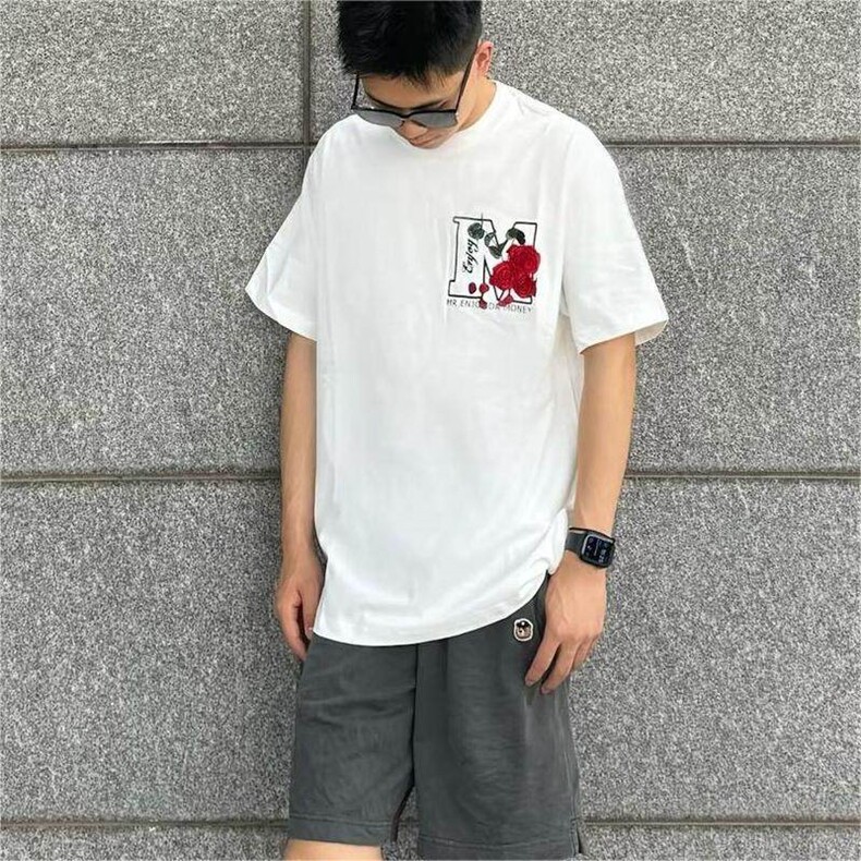 M668-P35夏季纯棉刺绣款休闲宽松情侣款短袖T恤,男装T恤,星座617A-1（原B318A）