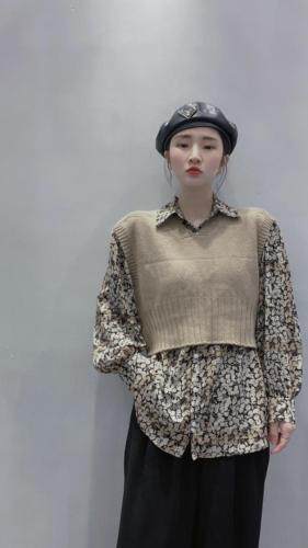 马甲衬衣两件套，女装马夹，主合