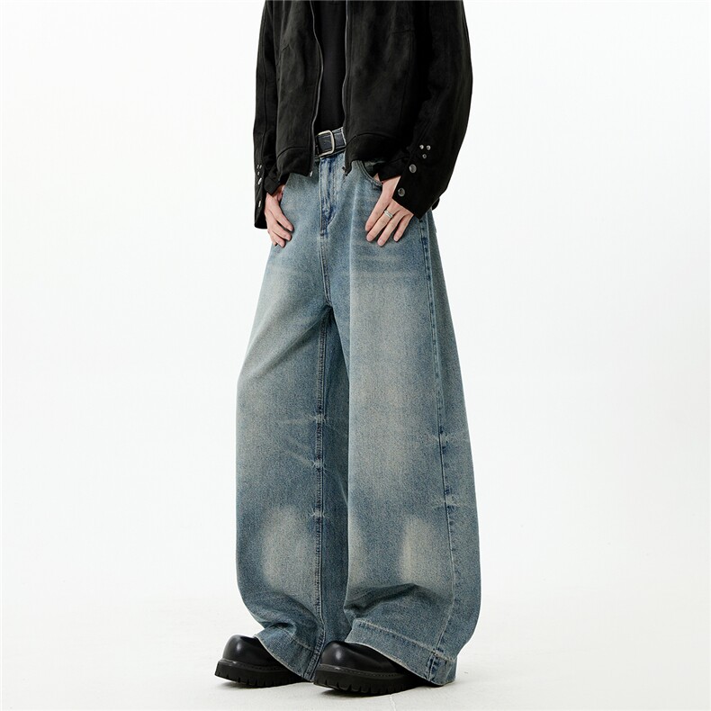 xz905-2-Z085#P65-（控98）美式宽松阔腿牛仔裤，男装牛仔裤，星座905-2