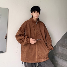 麂皮绒立领夹克男宽松落肩纯色上衣外套JK720-P68，男装夹克，星座1204-3