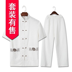 682/中国风唐装男爸爸刺绣福字短袖运动服爷爷民族风衣服唐装，男装民族服装，星座1216（原钱塘722）