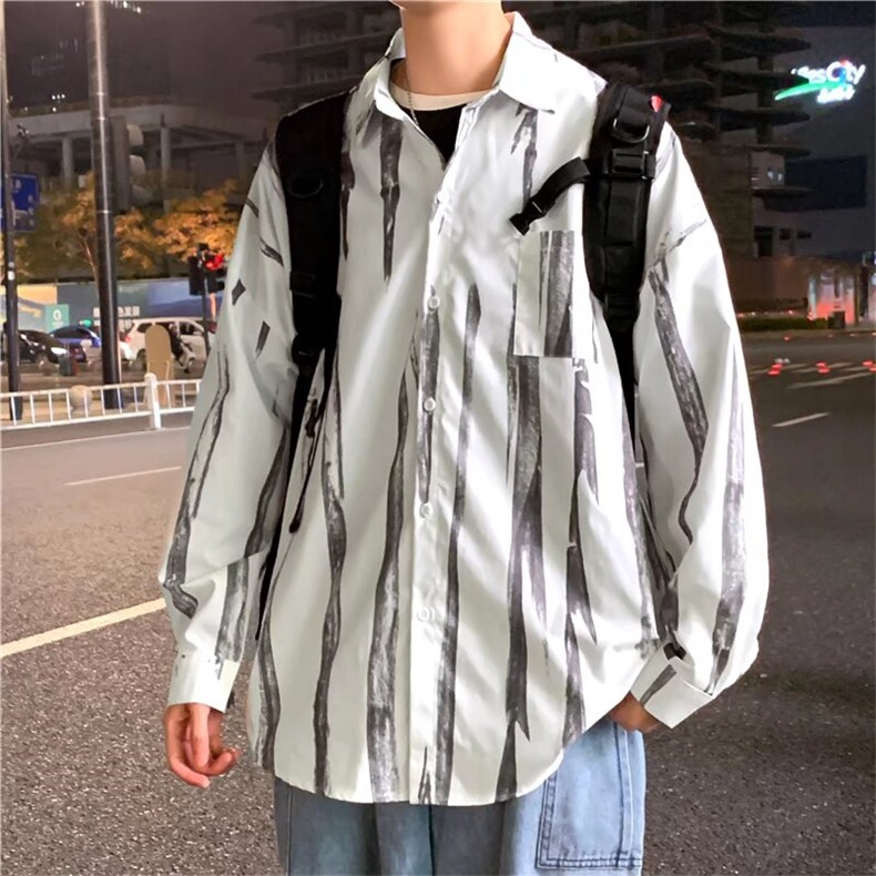 长袖衬衫男港风潮流扎染衬衫CW1356P32,男装衬衫,星座1116-2