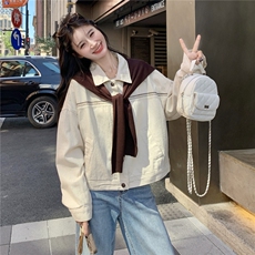韩版宽松休闲百搭牛仔外套女短款夹克上衣6399P155K238，女装短外套，维壹