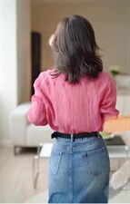 2022秋装新款长袖衬衣彩色蚂蚁皱简约大气百搭防晒，其它，泰靡(1F)