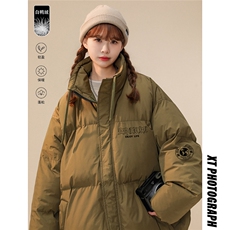 中性风23冬季情侣立领潮流美式印花加厚羽绒服外套YR219P195控258，男装羽绒服，电商A247
