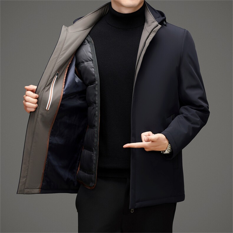 秋冬新款可脱卸羽绒服内胆休闲保暖上衣男装品端简约质感外套,男装羽绒服,钱塘6003（原4033）