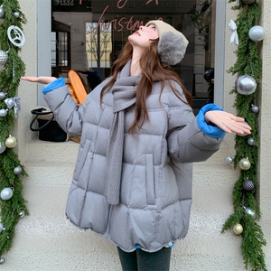 韩系chic灰色羽绒服女冬2025年超火好看高级小众漂亮短款加厚外套图片