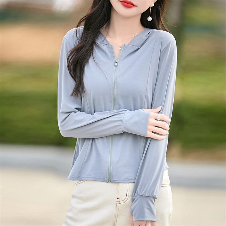 2025夏季新款遮阳超火连帽拉链薄开衫防晒服外套,女装防晒衣,思牵羊绒